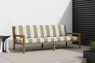 Perennials Serena Lily Vintage Stripe: Dove Woven Outdoor Fabric from Modern Fabrics