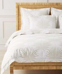 Serena & Lily Island Palm: Sky | Linen Upholstery Drapery & Pillow Fabric